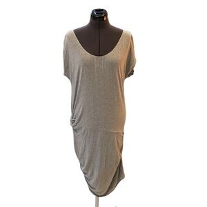 Victoria's Secret Women's Grey Dress Sz Large Short Sleeve Jersey Rushed Details